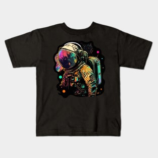 Astronaut in Space Colorful Vibrant Psychedelic Kids T-Shirt